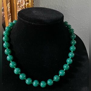 Elegant Green Natural Stone Beaded Necklace 19” long